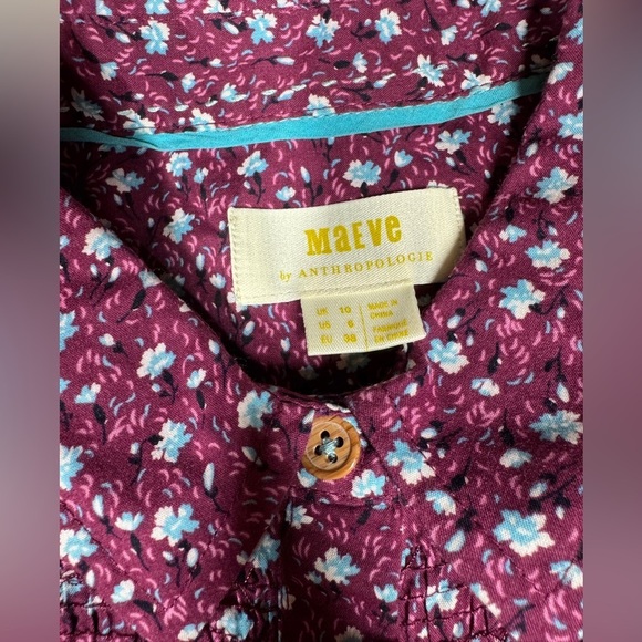 Anthropologie Maeve Purple Blue White Ditzy
Calico Floral Print Button Top 6 - Picture 7 of 16